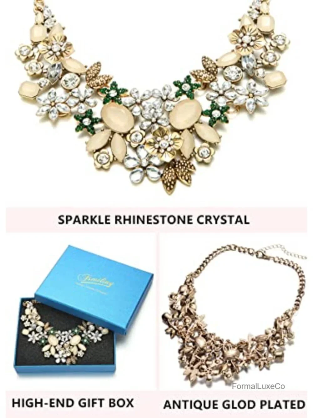 Floral Bib Statement Necklace Chunky Flower Necklace for Women